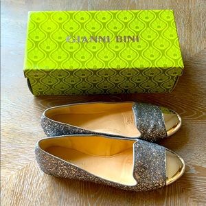 GIANNI BINI Daphney Silver Glitter Flats Shoes 8.5